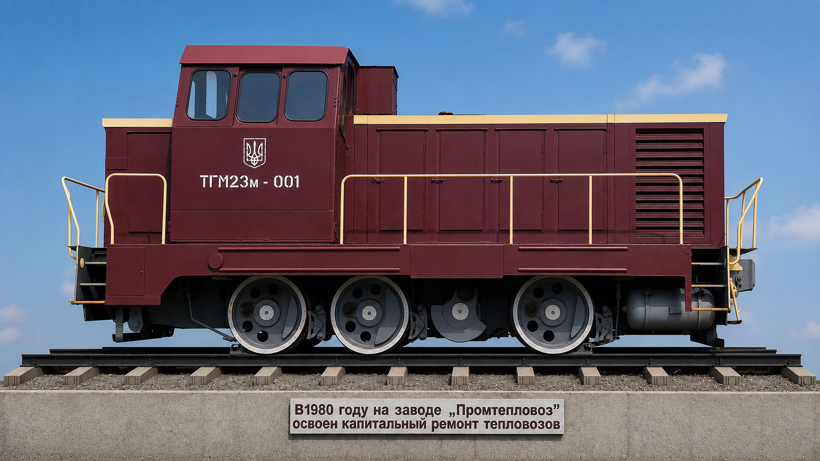 Пам’ятний тепловоз ТГМ23М-001 — символ освоєння капітального ремонту з 1980 року